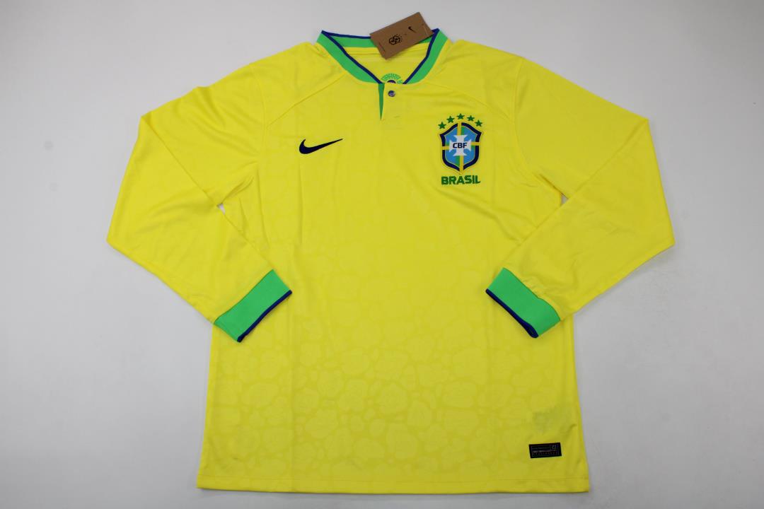 AAA Quality Brazil 2022 World Cup Home Long Soccer Jersey